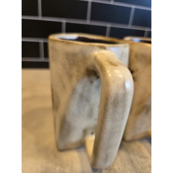 Mara Stoneware Mugs Set of 2 Kokopelli & Warrior Traditional 12 oz. Square Base - Picture 7 of 10